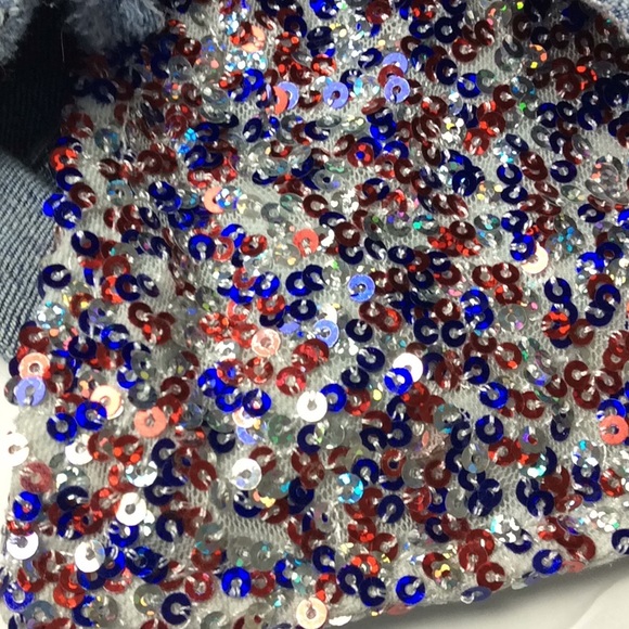 Justice Girls Denim Shorts Sequin Pockets Sz 10R - Picture 4 of 6